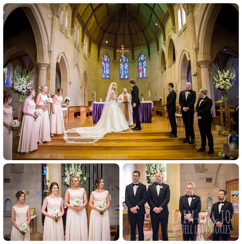 Bride and Groom with the Bridesmaids and Groomsmen During The Wedding Ceremony