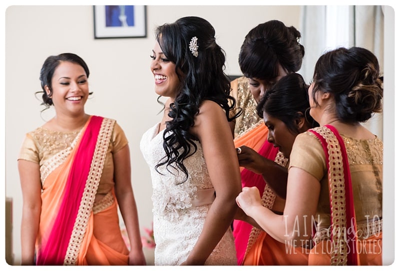 Bride with Her Bridesmaids Before The Wedding