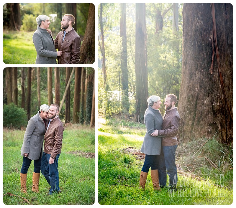 Engaged Couple Near A Big Tree