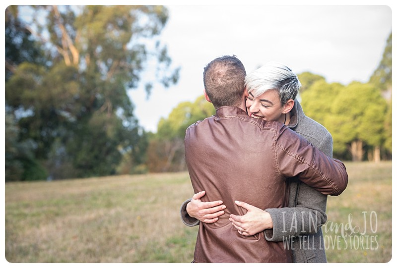 Hugging Engaged Couple