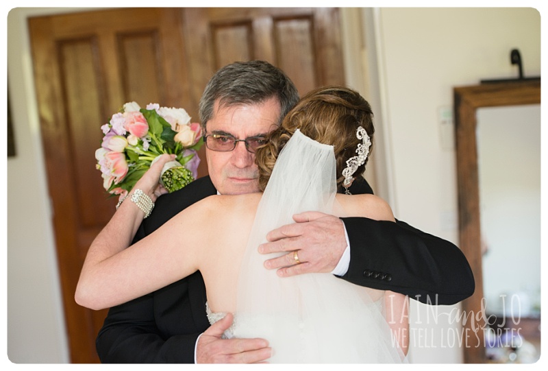 Dad hugging bride