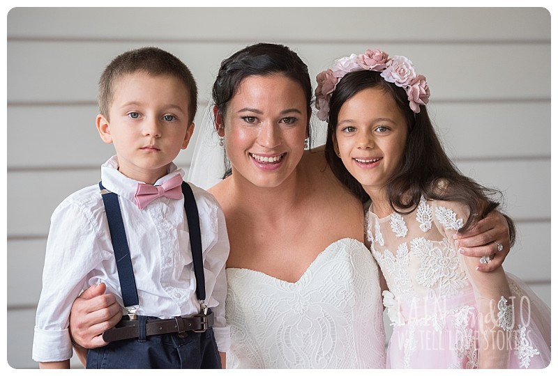 Page boy and flower girl with bride