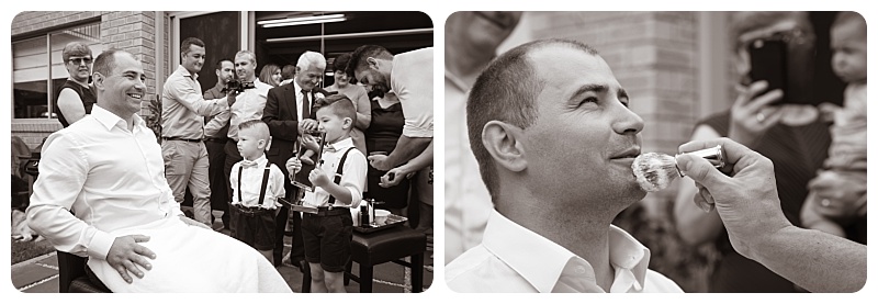 Traditional shaving the groom