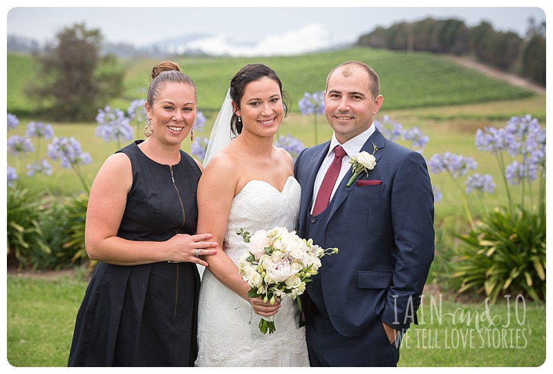 Bride and groom with celebrant