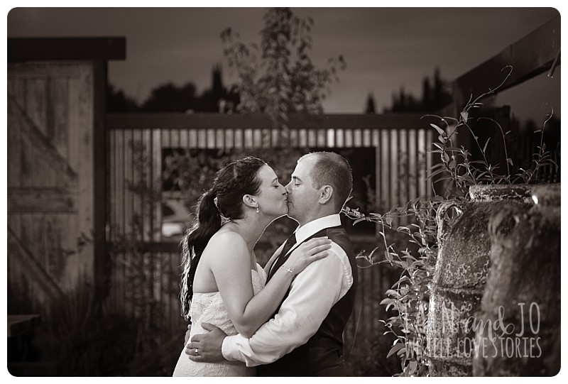 Bride and groom at twilight