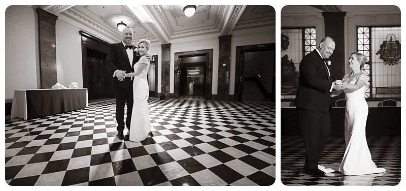 Bride and groom at Melbourne Town Hall