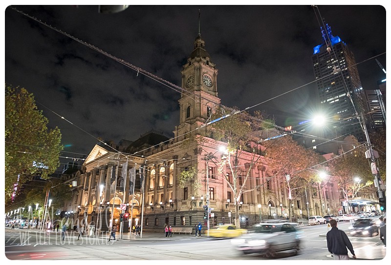 Melbourne Town Hall at night